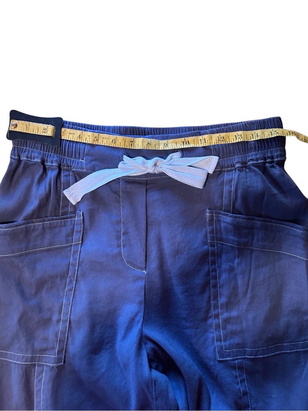 Maeve La Ponche Contrast Stitch Pull-On Pants Drawstring Waist Blue-Gray Small - Picture 11 of 14